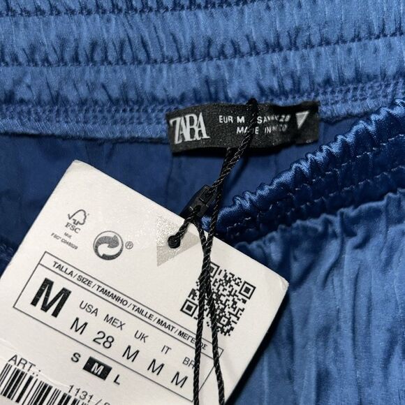 Zara Crinkled Blue Midi Pleated Skirt(Size Medium) - Picture 4 of 5